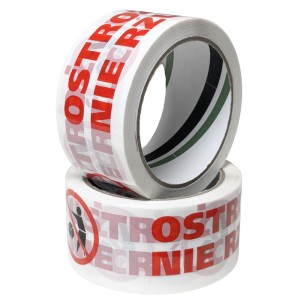 Taśma pakowa ostrzegawcza "OSTROŻNIE! NIE RZUCAĆ!" 48 mm x 54 m